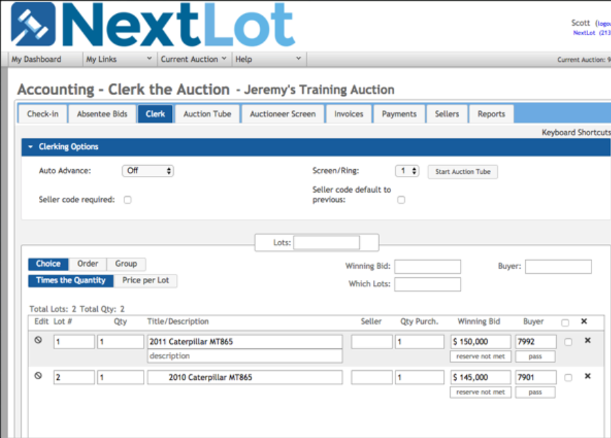 screenshot of NextLot Auction